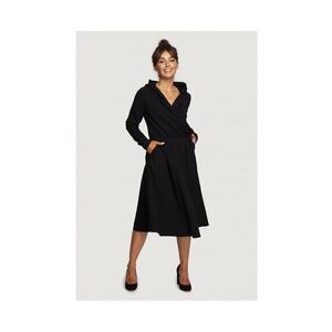 Rochie cu gluga din bumbac rosu - Negru imagine