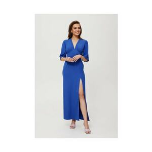 Rochie dama - maxi cu croiala la picior - Poliester - Albastru - Albastru imagine