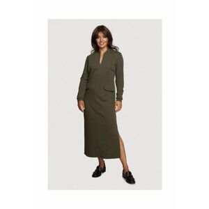 Rochie maxi din bumbac în culori neutre - Verde imagine