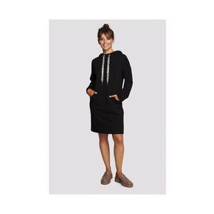 Rochie cu gluga din bumbac - culoare kaki - Negru imagine