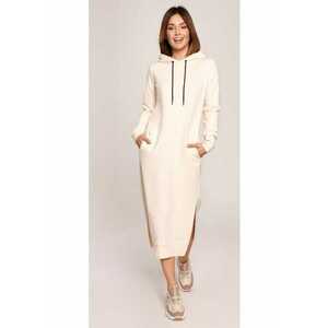 Rochie cu gluga - Bumbac / Elastan - Bej - Crem imagine