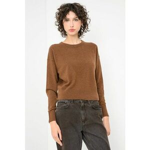 Pulover din casmir cu model uni - Maro camel imagine