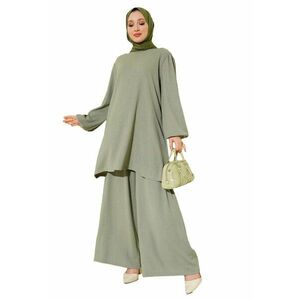 Compleu dama - maneca lunga si pantaloni largi - poliester/lycra - Verde salvie imagine