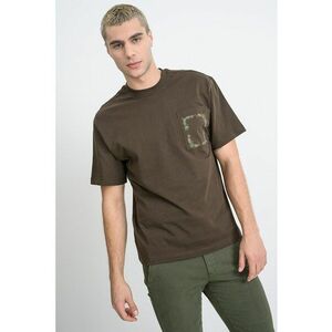 Tricou din bumbac cu buzunar pe partea din fata - Maro inchis/Verde pal imagine