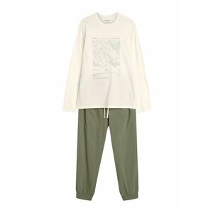 Pijamale barbati crem si kaki - Kaki/Crem imagine