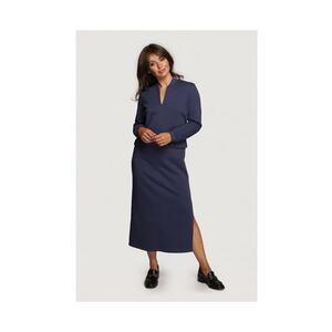 Rochie maxi din bumbac în culori neutre - Albastru imagine