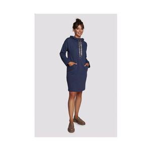 Rochie cu gluga din bumbac - culoare kaki - Albastru imagine