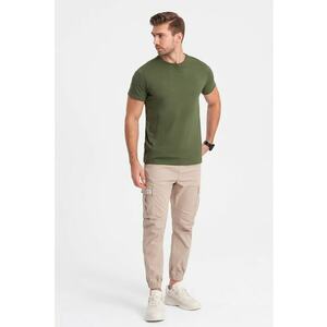 Tricou uni cu decolteu la baza gatului - Kaki imagine