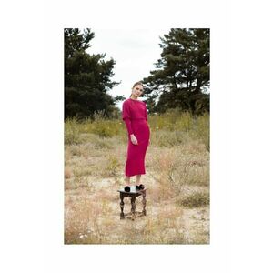 Rochie midi cu mansete inalte - Pruna imagine