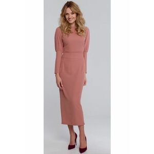 Rochie midi cu mansete inalte - Roz imagine
