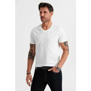 Tricou uni cu decolteu in V - Alb optic imagine