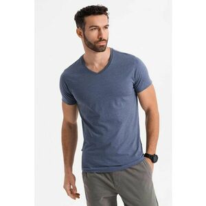 Tricou uni cu decolteu in V - Albastru melange imagine