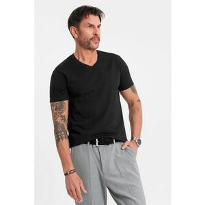 Tricou uni cu decolteu in V - Negru imagine