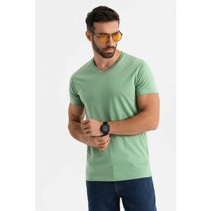 Tricou uni cu decolteu in V - Verde deschis imagine