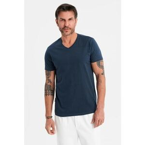 Tricou uni cu decolteu in V - Albastru ultramarin imagine