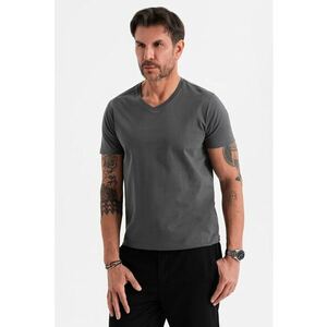 Tricou uni cu decolteu in V - Gri inchis imagine