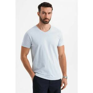 Tricou uni cu decolteu in V - Albastru glaciar imagine
