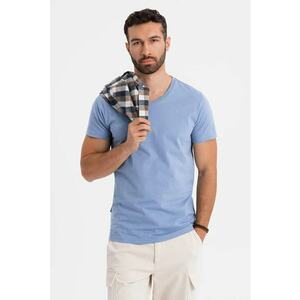 Tricou uni cu decolteu in V - Albastru deschis imagine