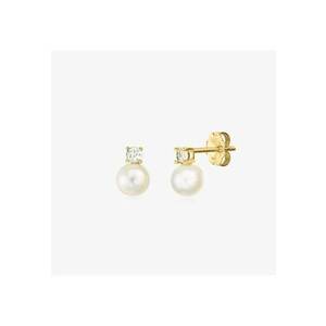 Cercei din argint Golden Astrid - Perla Naturala si Topaz Alb imagine