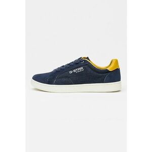 Pantofi sport low-cut din denim cu piele intoarsa - Galben miere/Bleumarin imagine
