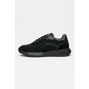 Pantofi sport low-cut de piele intoarsa si plasa - Negru imagine