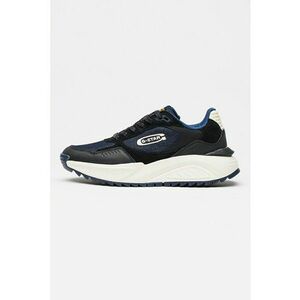 Pantofi sport wedge din denim cu insertii de piele intoarsa Duke - Negru/Bleumarin imagine