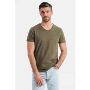Tricou uni cu decolteu in V - Verde masliniu imagine