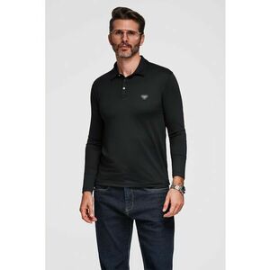 Bluza polo cu model uni - Negru imagine