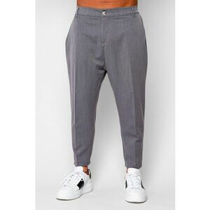 Pantalon lung cu elastic si nasture Grey Anthracite 19921 - Gri imagine