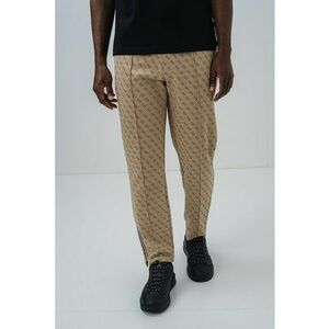 Pantaloni de trening slim fit cu snur si monograma - Maro camel imagine