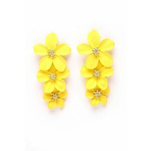 Cercei drop cu model floral - Auriu/Galben imagine