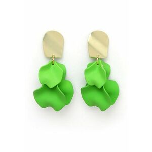Cercei placati cu aur de 18K in forma de petale - Verde/Auriu imagine