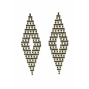 Cercei in forma de romb placati cu aur de 18K si decorati cu cristale - Auriu/Negru imagine