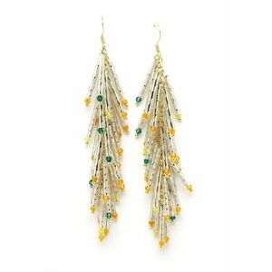 Cercei drop placati cu aur de 18K - Auriu/Portocaliu/Transparent imagine