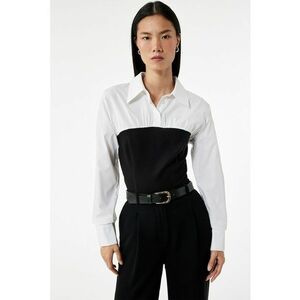 Camasa slim fit cu model 2in1 - Alb/Negru imagine