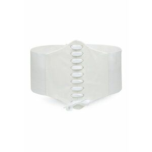 Corset cu garnituri de piele ecologica - Alb imagine