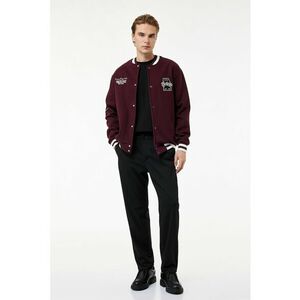 Jacheta varsity din amestec de bumbac - Alb/Violet tyrian imagine
