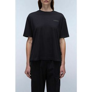 Tricou lejer cu decolteu la baza gatului si logo - Negru imagine