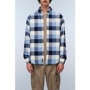 Camasa Oxford cu model in carouri pentru trekking - Alb/Gri/Albastru deschis imagine