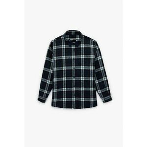 Camasa regular fit in carouri cu guler clasic - Bleumarin imagine