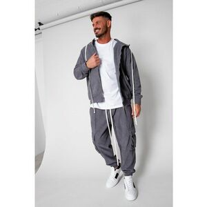 Set Cargo din reiat Hanorac si pantalon lung Grey Anthracite 19358 imagine