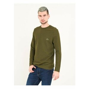 - Tricou barbat cu maneca lunga si detalii logo ( KHAKI - Verde imagine
