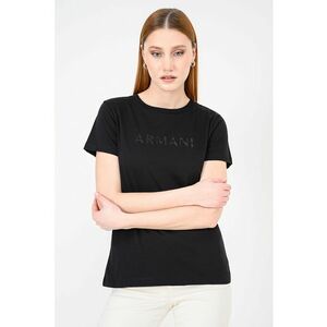 Tricou uni de bumbac cu decolteu la baza gatului - Negru imagine
