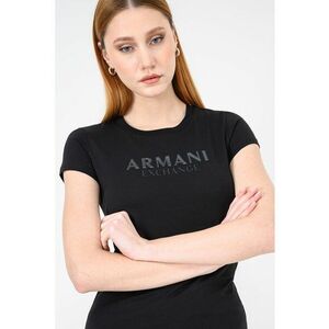 Tricou slim fit de bumbac cu imprimeu logo - Negru imagine