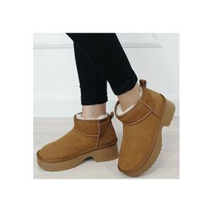 Ghete camel din piele naturala W5878 114 18273 - Bej imagine