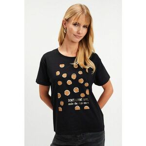 Tricou cu model - Negru/Maro camel imagine