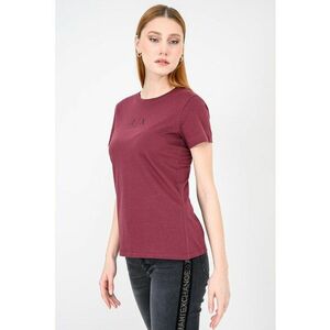 Tricou de bumbac cu logo cu strasuri - Negru/Violet pruna imagine
