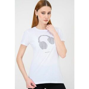 Tricou de bumbac cu imprimeu grafic si logo - Negru/Alb optic imagine