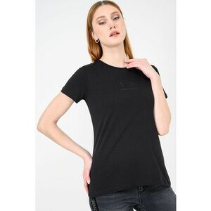 Tricou de bumbac cu logo cu strasuri - Negru imagine