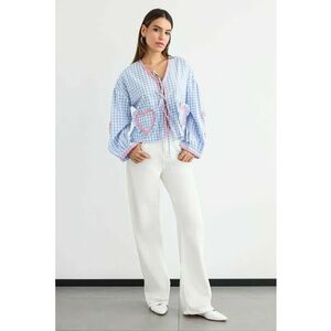 Bluza dama in carouri albastru - Albastru imagine